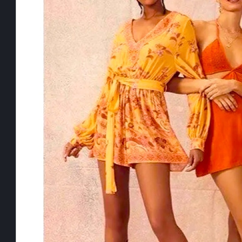 Revolve SPELL + THE GYPSY yellow printed romper $300 fall casual  boho revolve
